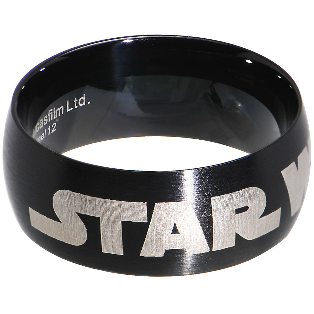 Licensed Black IP Star Wars Logo Ring