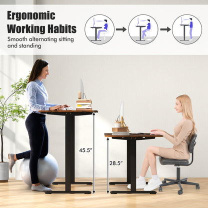 55 Inch Electric Standing Desk Adjustable with Cable Management Hole-Brown