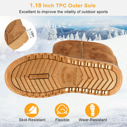 Snow Boots - Waterproof Faux Suede Mid-Calf with Warm Lining