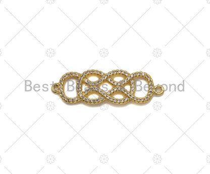 CZ Micro Pave Dermatoglyphic Pattern Connector, Cubic Zirconia Filigree Connector Beads, Gold Plated Bracelet Connector, 11x34mm, Sku#LK84