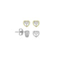 Gold Silver Clear Heart CZ Stud Earrings, Sku#A297