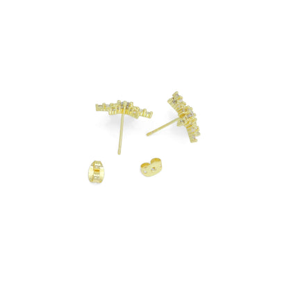 Clear CZ Snowflake Stud Earrings, Sku#A414