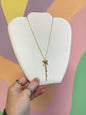 Darling Bow and Pearls Titanium Necklace