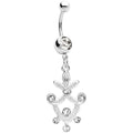 Clear Gem Pineapple Crest Dangle Belly Ring