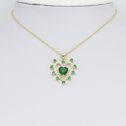 Green CZ Spike Heart Charm Pendant, Sku#LK1088