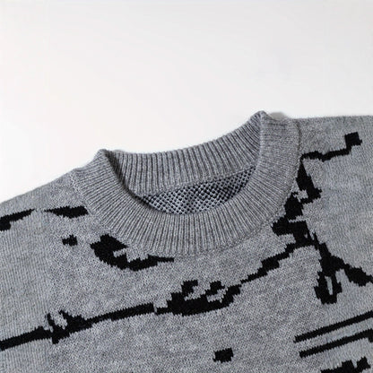 Mens Cute And Quirky Cat-print Knit Sweater