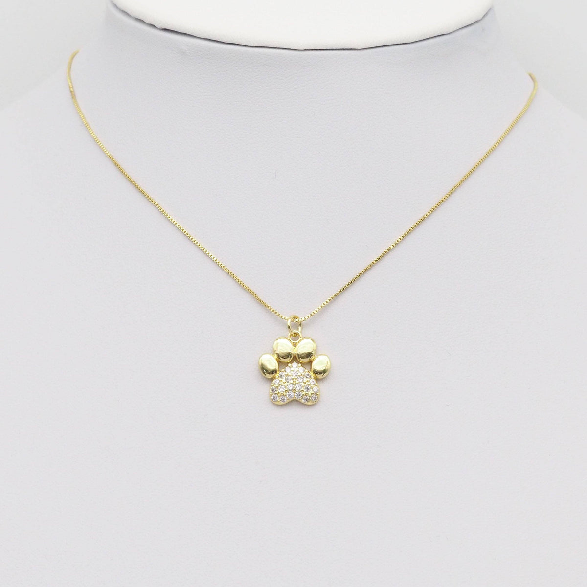 Gold Silver CZ Paw Print Charm, Sku#LK908