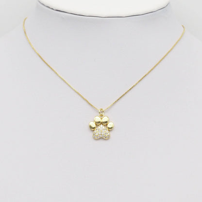 Gold Silver CZ Paw Print Charm, Sku#LK908