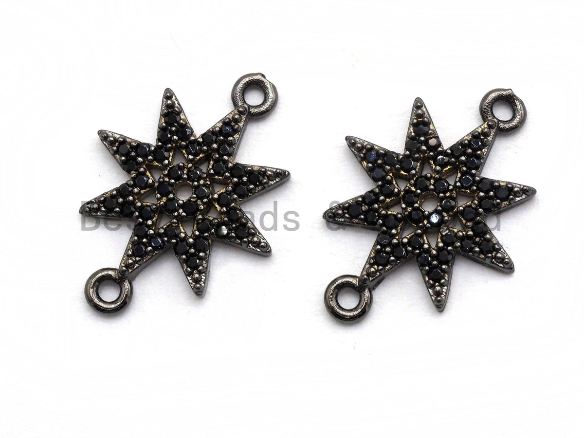 Black CZ Pave On Black Micro Pave Star Connector, Sku#A94