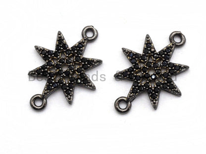 Black CZ Pave On Black Micro Pave Star Connector, Sku#A94