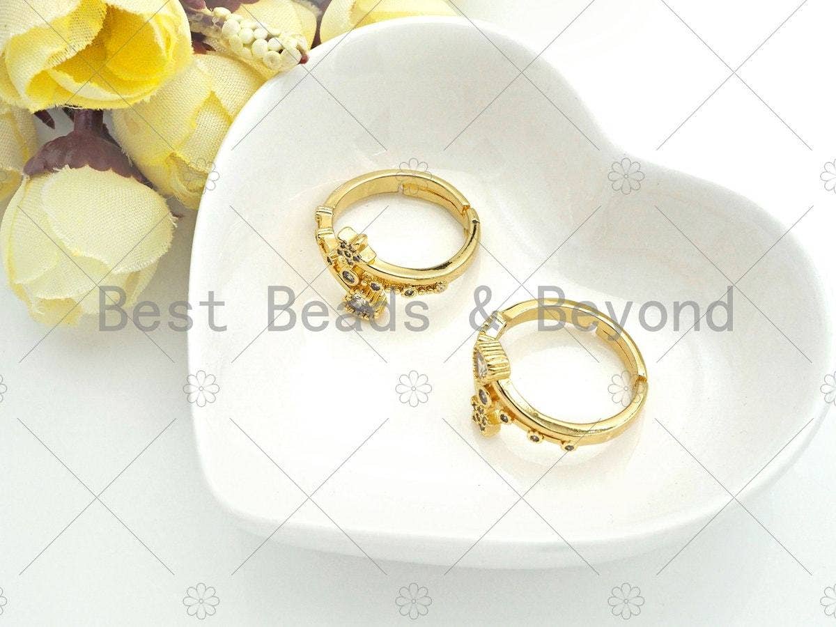 CZ Heart Star Wrap Adjustable Ring, Sku#LD38
