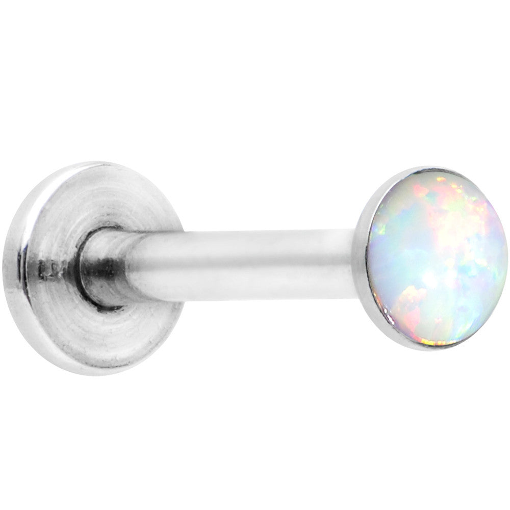 16G 5/16 Steel 3mm Synthetic White Opal Internal Thread Labret