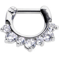 14G 5/16 Seven Clear Cubic Zirconia Septum Clicker