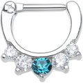 14G 5/16 Five Clear and Blue Cubic Zirconia Septum Clicker