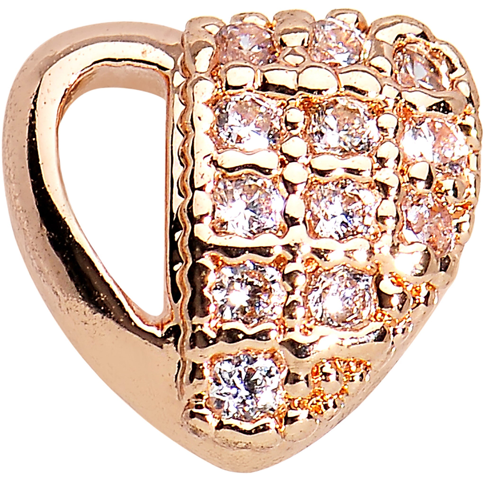 16G Rose Gold CZ Encrusted Heart Tragus Earring