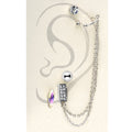Silver Tone Aurora Marquis Clear Chain Ear Cuff Stud Earring Set