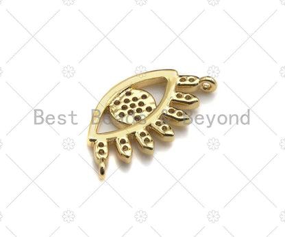 Clear CZ Micro Pave Evil Eye With Long Eyelash Shaped Pendant/Charm, Sku#L300