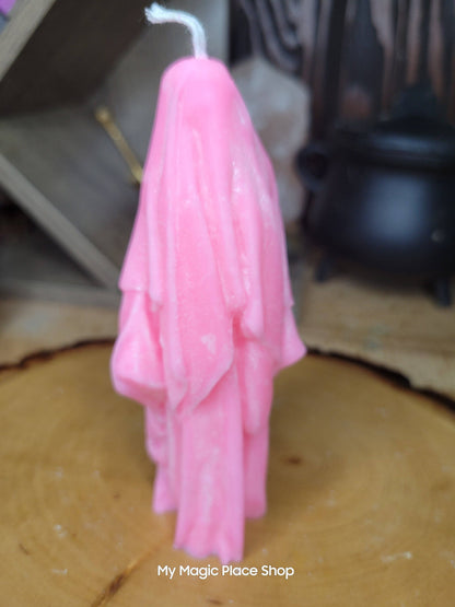 Ghost Handmade Candle , Palm wax Candle , Halloween Candle , white Ghost candle: Red