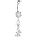 Clear Cubic Zirconia Geometric Dangle Belly Ring