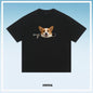 Plus-size Cotton Zip-up Dog-print Casual Summer Couple T-shirts