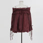 Retro Off-the-Shoulder Strap Bell-Sleeve Solid Color Chiffon Top