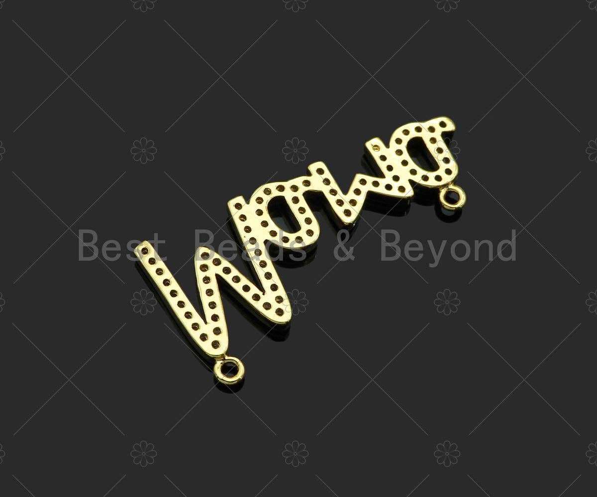 Gold Filled CZ Micro Pave Mama Word Pendant, 18K Gold Filled Mama Charm, Mother's Day Gift, Necklace Bracelet Pendant, 39x18mm,Sku#LD91