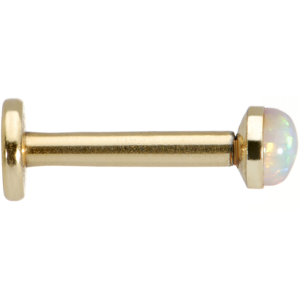 16G 5/16 White 3mm Synthetic Opal Internally Threaded Labret