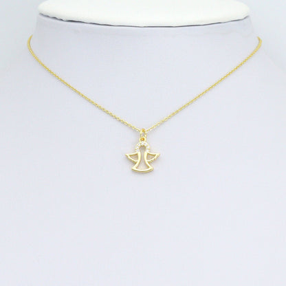 Clear CZ Gold Angel Charm Pendant,Sku#LD727