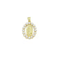 White Pearl Round Virgin Mary Oval Charm Pendant, Sku#LD703
