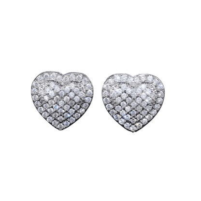 Dainty Iced Out CZ Heart Stud Earrings, Micro-Pavé Love Studs for Women Gifts | Cubic Zirconia