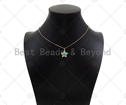 Gold Filled CZ Micro Pave Colorful Enamel Five Star Shape Pendant, 18K Gold Filled Charm, Necklace Bracelet Charm Pendant,15x17mm,Sku#B133