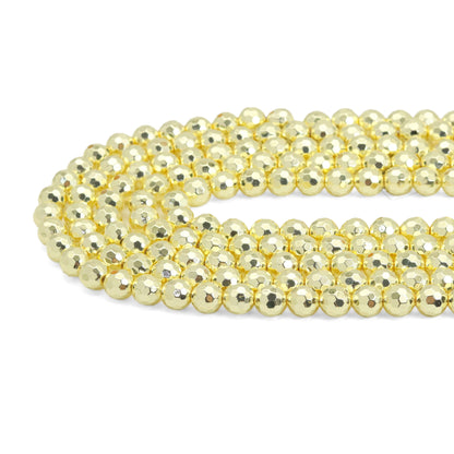 Natural Gold Hematite Beads- 2/3/4/6mm/8mm/10mm/12mm Round Faceted, SKU#S66