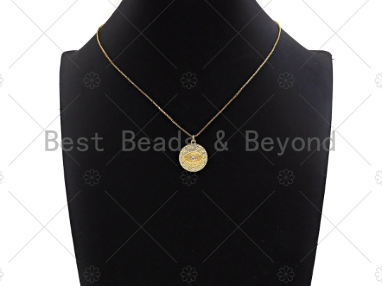 Gold Silver CZ Evil Eye Charm, Sku#L415