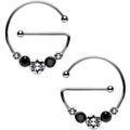 Black and Clear Universal Nipple Ring Set Created with Crystals