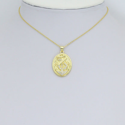 Clear CZ Anchor Oval Charm Pendant, Sku#LK1148