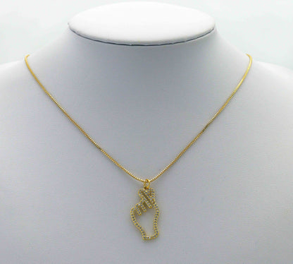 CZ Love You Gesture Charm, Sku#B201