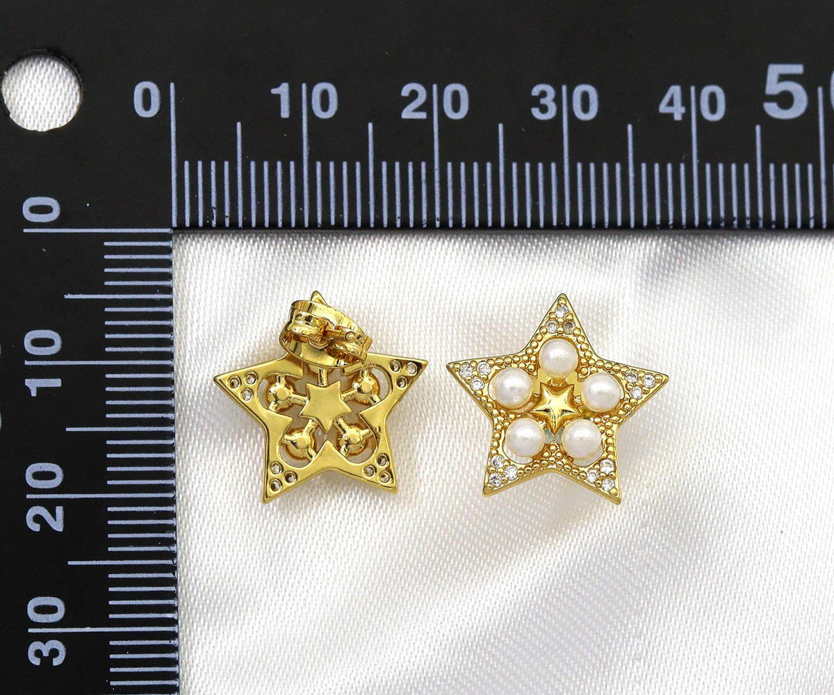 Mother of Pearl Five Point Star Stud Earrings, Sku#LD237
