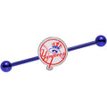 Licensed MLB Blue Anodized New York Yankees Industrial Barbell 38mm
