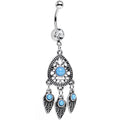 Clear Gem Faux Turquoise Dreamcatcher Chandelier Belly Ring
