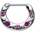 16G 5/16 Pink and Dark Pink Gem Septum Clicker