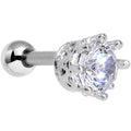 16G Clear CZ Classic Prong Set Tragus Cartilage Earring 1/4