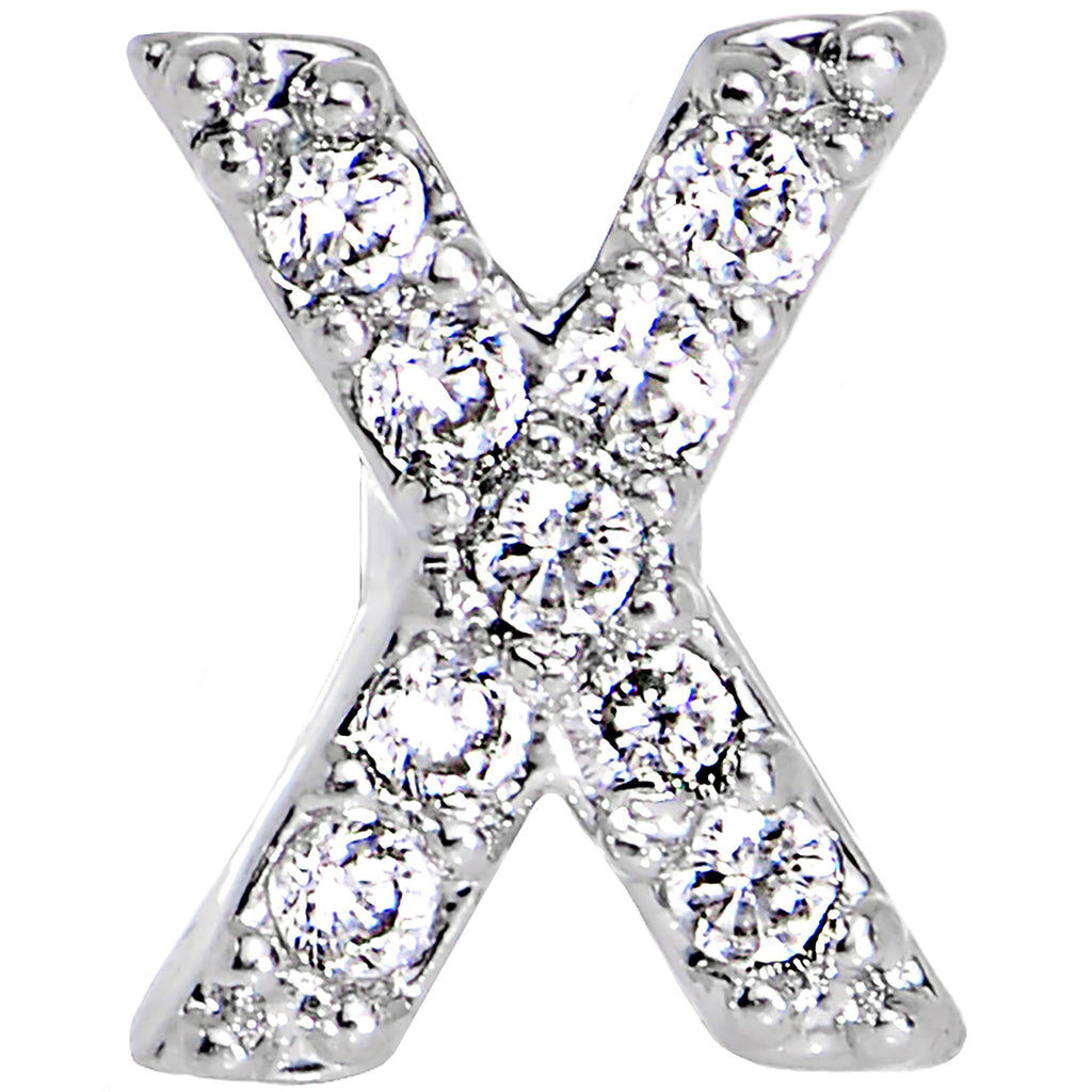 16G Clear CZ Gem Paved Initial X Tragus Cartilage Earring 1/4