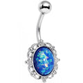 Blue Faux Opal Who Could Be So Fair Frame Belly Ring