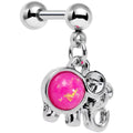 16G 1/4 Pink Faux Opal Elephant Dangle Tragus Cartilage Earring