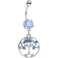 Light Blue Faux Opal Terra Firma Tree of Life Dangle Belly Ring