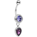 Violet Plum Purple CZ Gem Simpe Sass Dangle Belly Ring