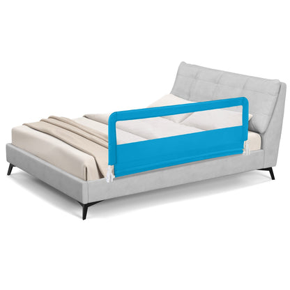 59 Inch Folding Breathable Baby Bed Rail Guard with Safety Strap-Blue