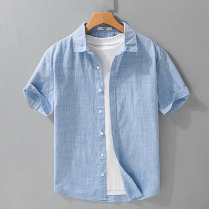 Summer Mens Clothing Simple Versatile Short-sleeve Shirt