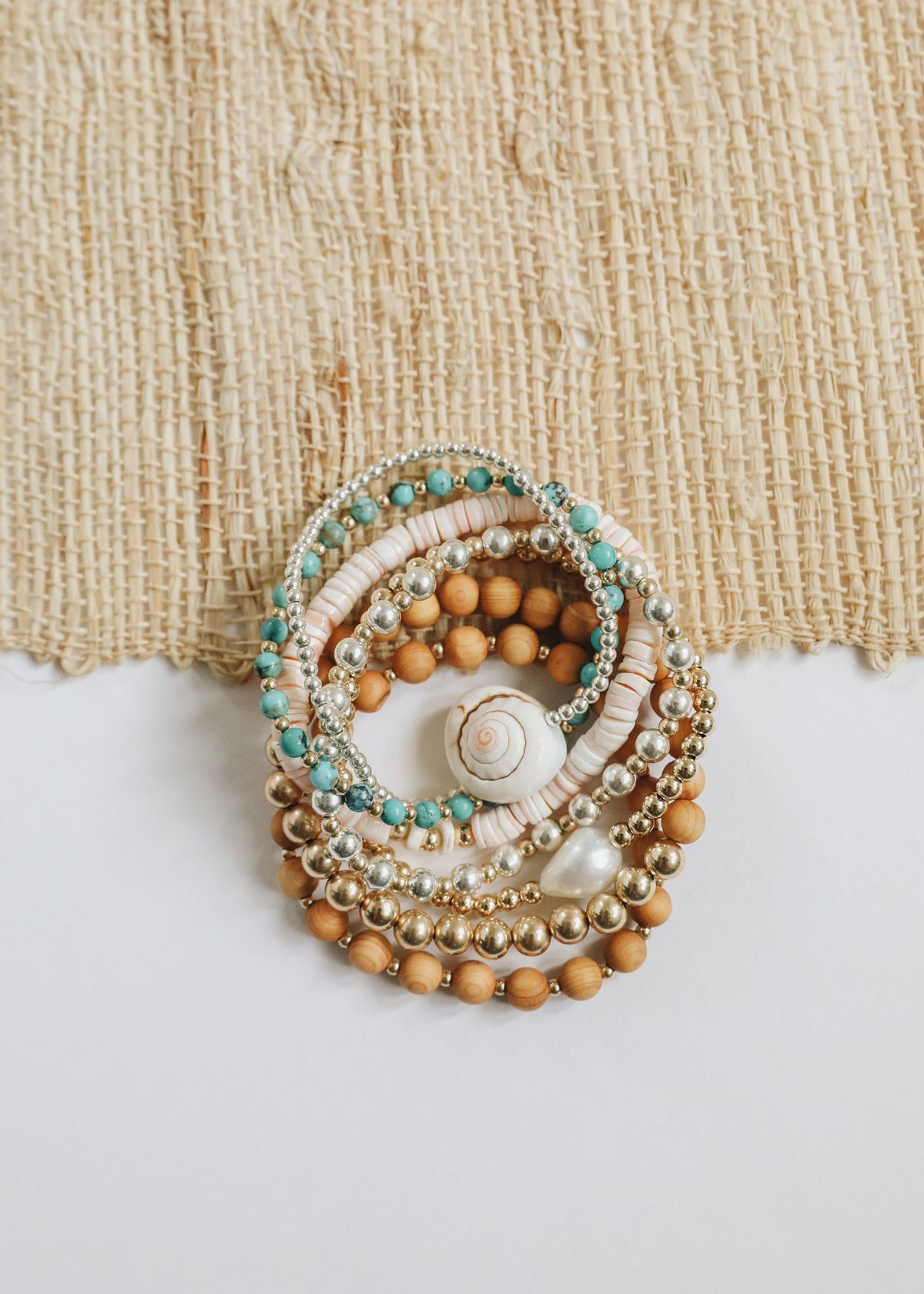 Dainty 14K Gold Filled + Sea Shell || Stretch Anklet or Bracelet