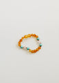 Raw Honey Baltic Amber and Natural Turquoise + Rose Quartz || Anklet or Bracelet
